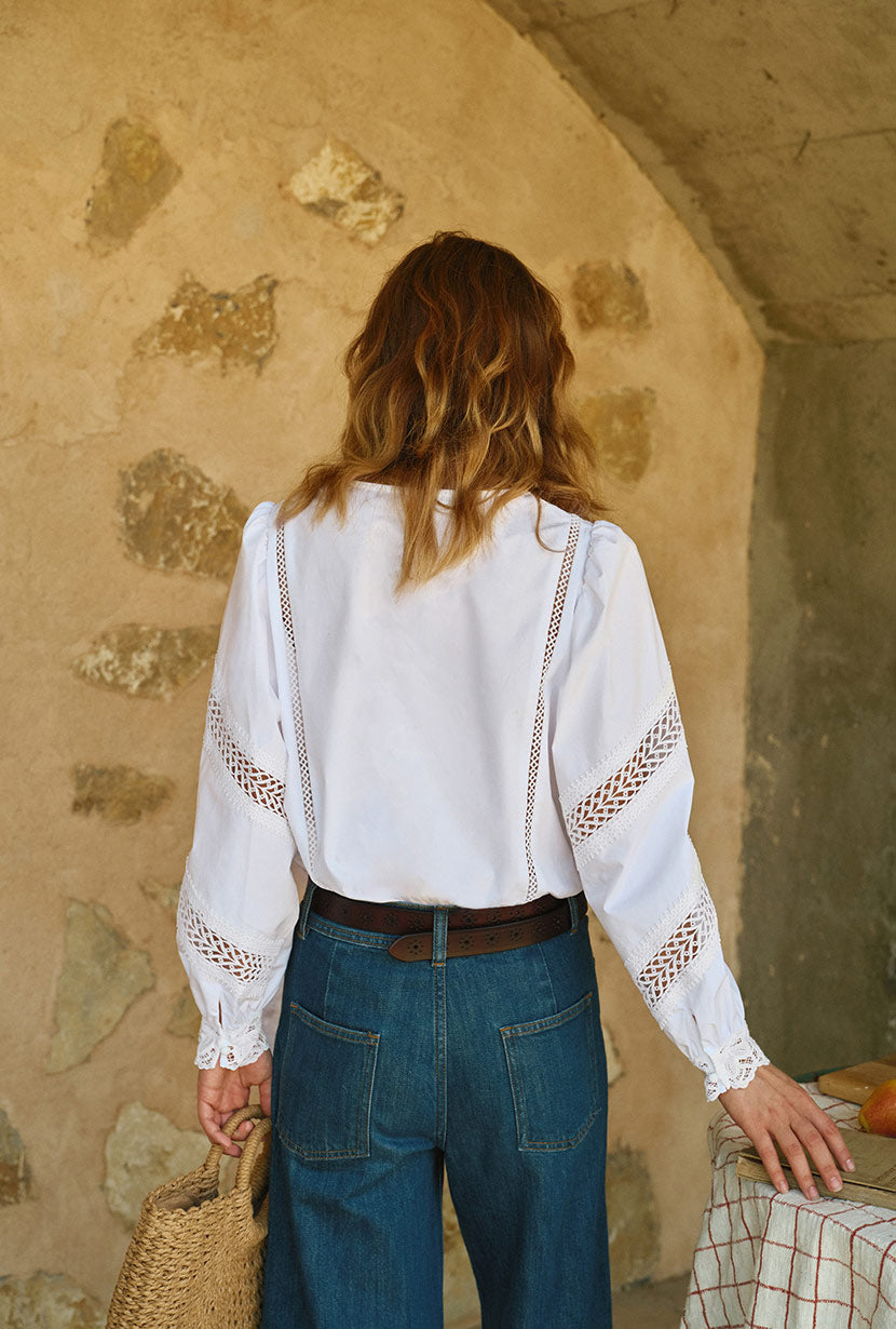 Petite Studio's Drew Cotton Blouse in Ivory