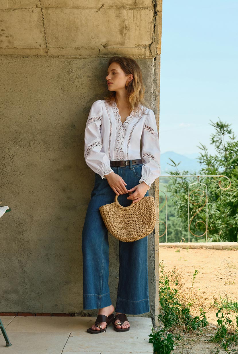 Petite Studio's Drew Cotton Blouse in Ivory