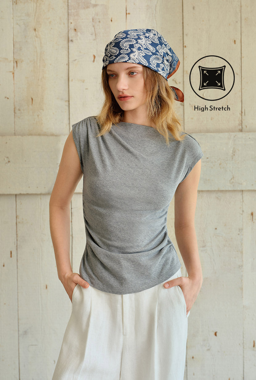 Petite Studio's Devito Jersey Cotton Top in Grey
