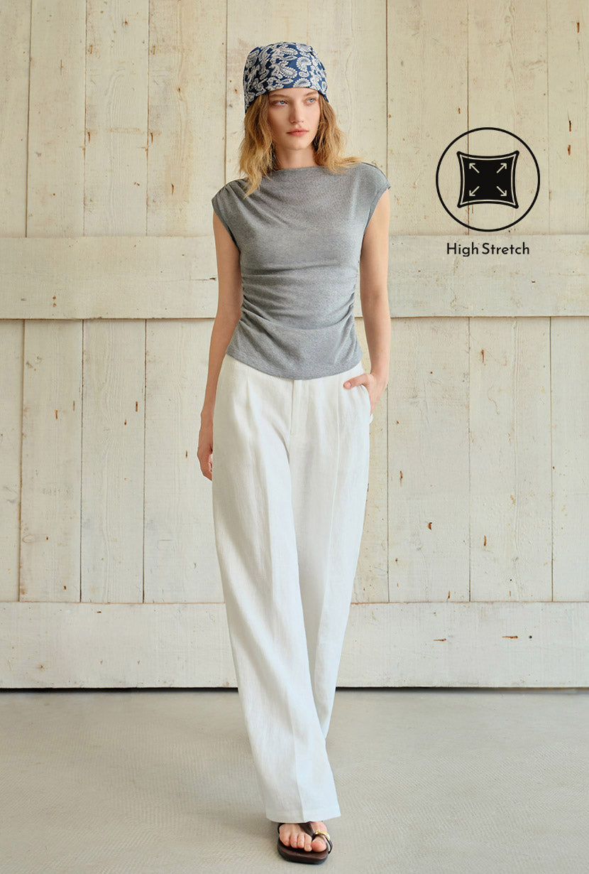 Petite Studio's Devito Jersey Cotton Top in Grey
