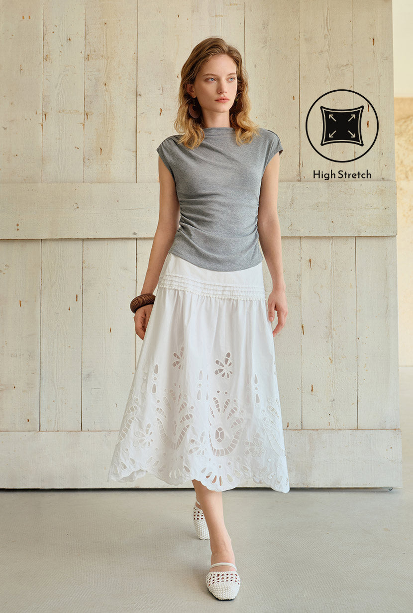 Petite Studio's Devito Jersey Cotton Top in Grey
