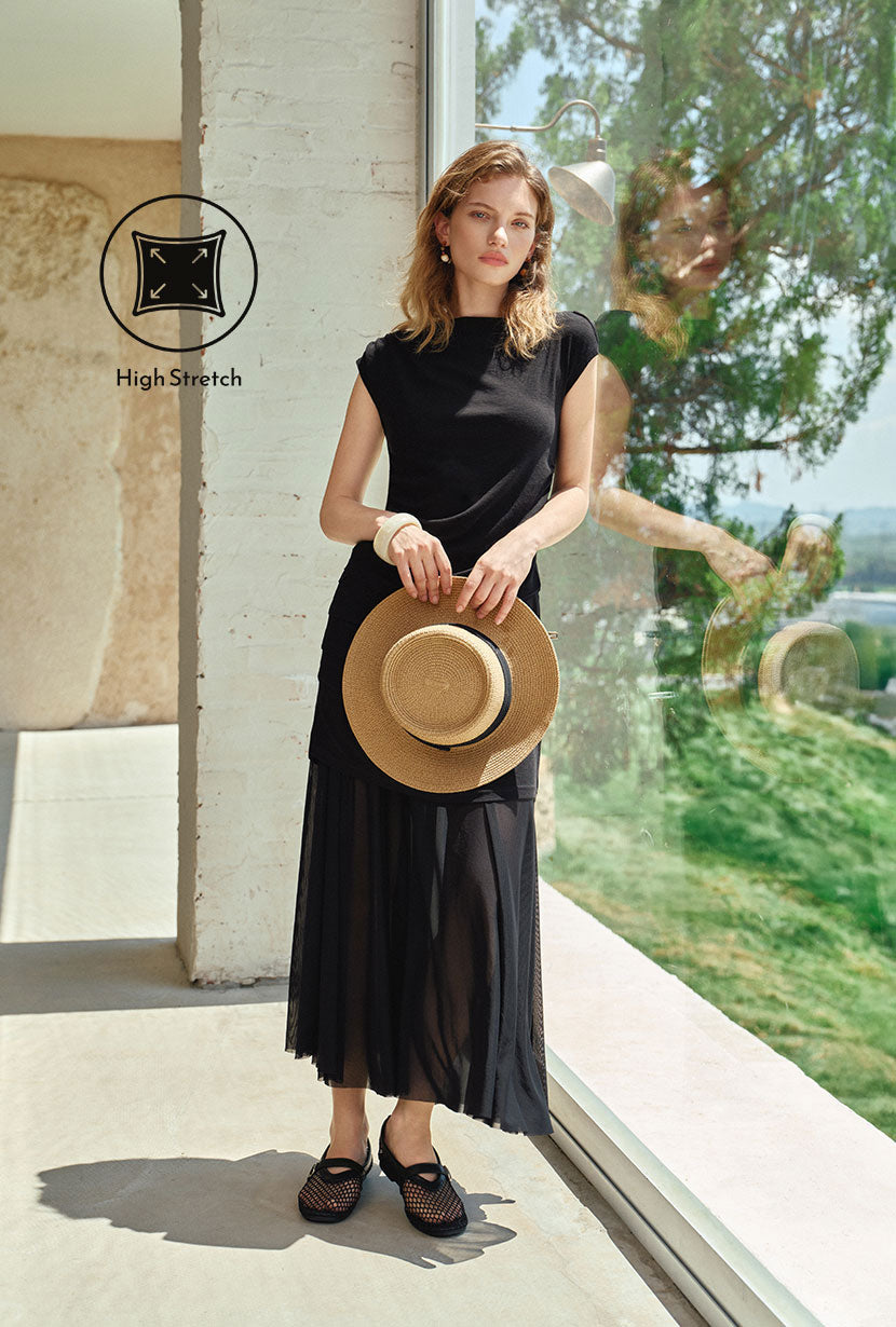 Petite Studio's Devito Jersey Cotton Top in Black