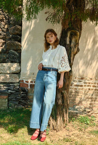 Petite Studio's Chandler Cotton Blouse in Ivory