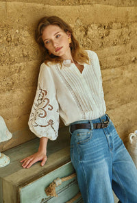 Petite Studio's Chandler Cotton Blouse in Ivory