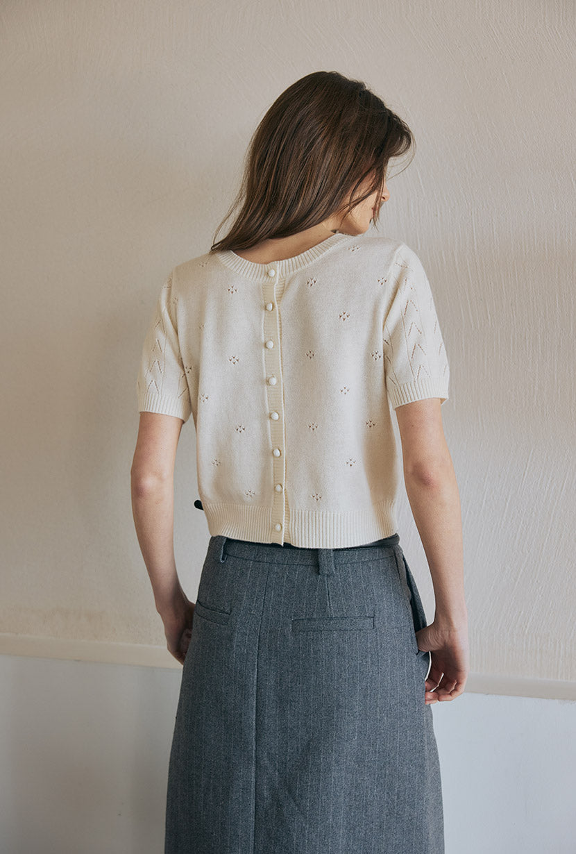 Petite Studio's Basti Reversible Merino Wool Cardigan in Cream