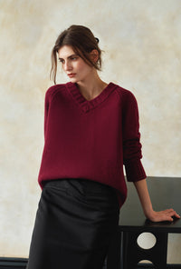 Petite Studio's Samuel Merino Wool Sweater in Burgundy