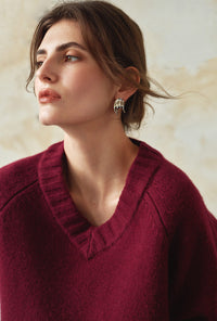 Petite Studio's Samuel Merino Wool Sweater in Burgundy
