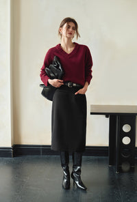 Petite Studio's Samuel Merino Wool Sweater in Burgundy