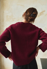 Petite Studio's Samuel Merino Wool Sweater in Burgundy