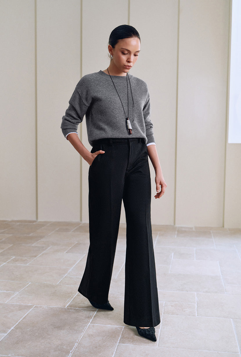 Petite Studio's Nori Merino Wool Scarf Sweater in Grey