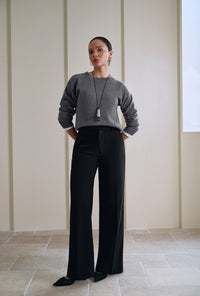 Petite Studio's Nori Merino Wool Scarf Sweater in Grey
