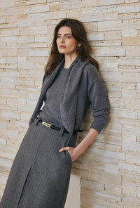 Petite Studio's Nori Merino Wool Scarf Sweater in Grey