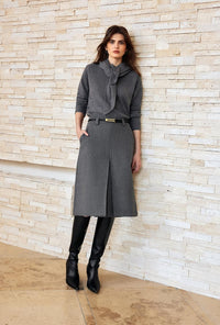 Petite Studio's Nori Merino Wool Scarf Sweater in Grey