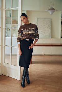 Petite Studio's Marcus Fair Isle Merino Wool Sweater in Brown