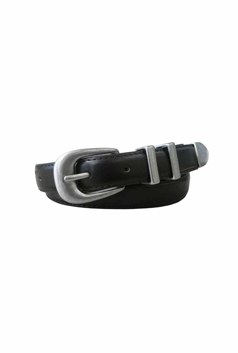 Petite Studio's Viola Leather Belt with Chunky Silver Buckle
