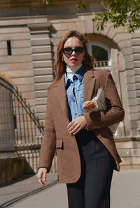 Petite Studio's Vito Wool Blazer in Walnut 