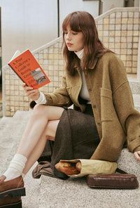 Petite Studio's Newton Oversized Wool Jacket in Olive Brown