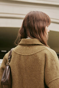 Petite Studio's Newton Oversized Wool Jacket in Olive Brown