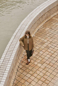 Petite Studio's Newton Oversized Wool Jacket in Olive Brown