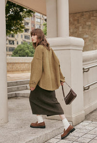 Petite Studio's Newton Oversized Wool Jacket in Olive Brown