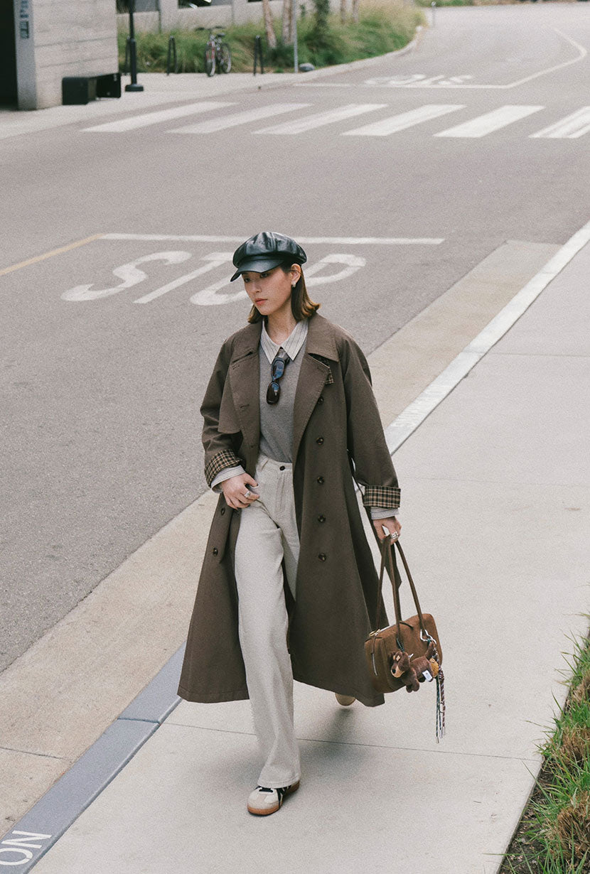 Hagar Trench Coat - Olive Brown