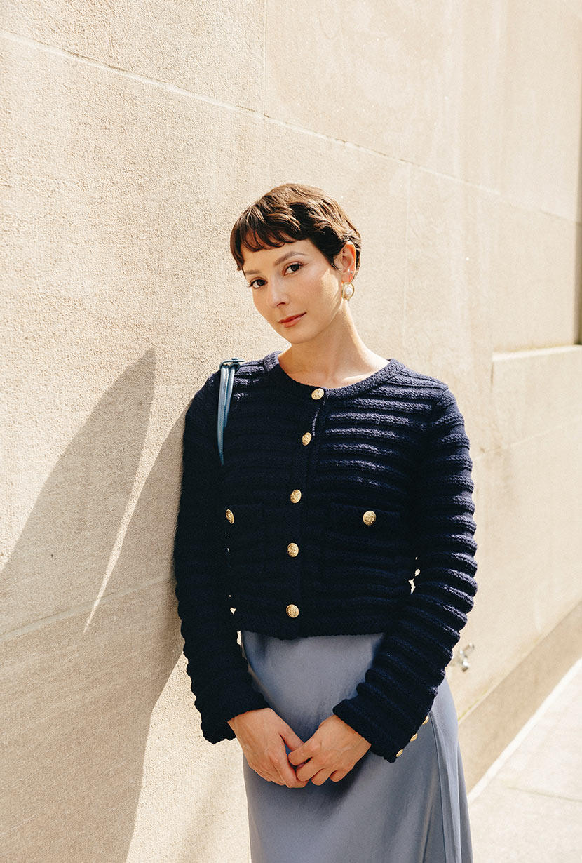 Petite Studio NYC's Cindy Cotton Cardigan in Navy