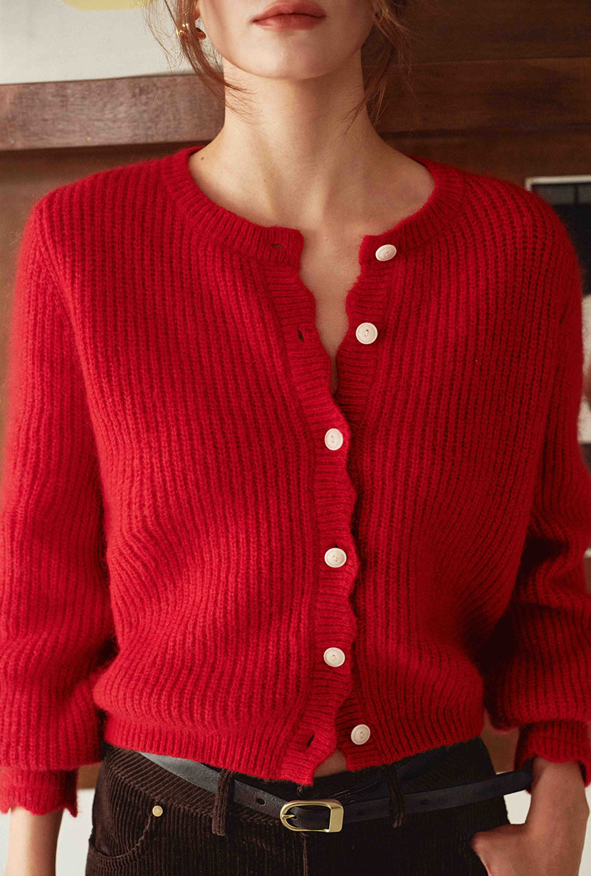 Petite Studio's Bellamy Mohair Cardigan in Red