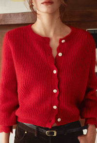 Petite Studio's Bellamy Mohair Cardigan in Red