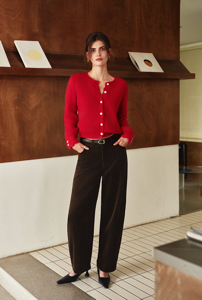Petite Studio's Bellamy Mohair Cardigan in Red