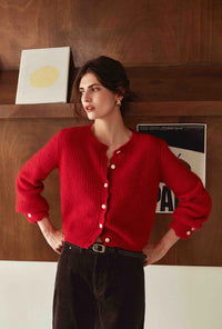 Petite Studio's Bellamy Mohair Cardigan in Red