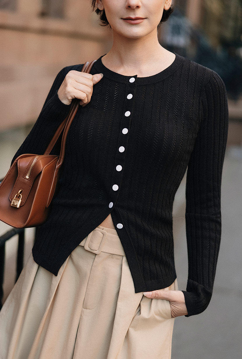 Petite Studio's Delsie Cotton Knit Top in Black