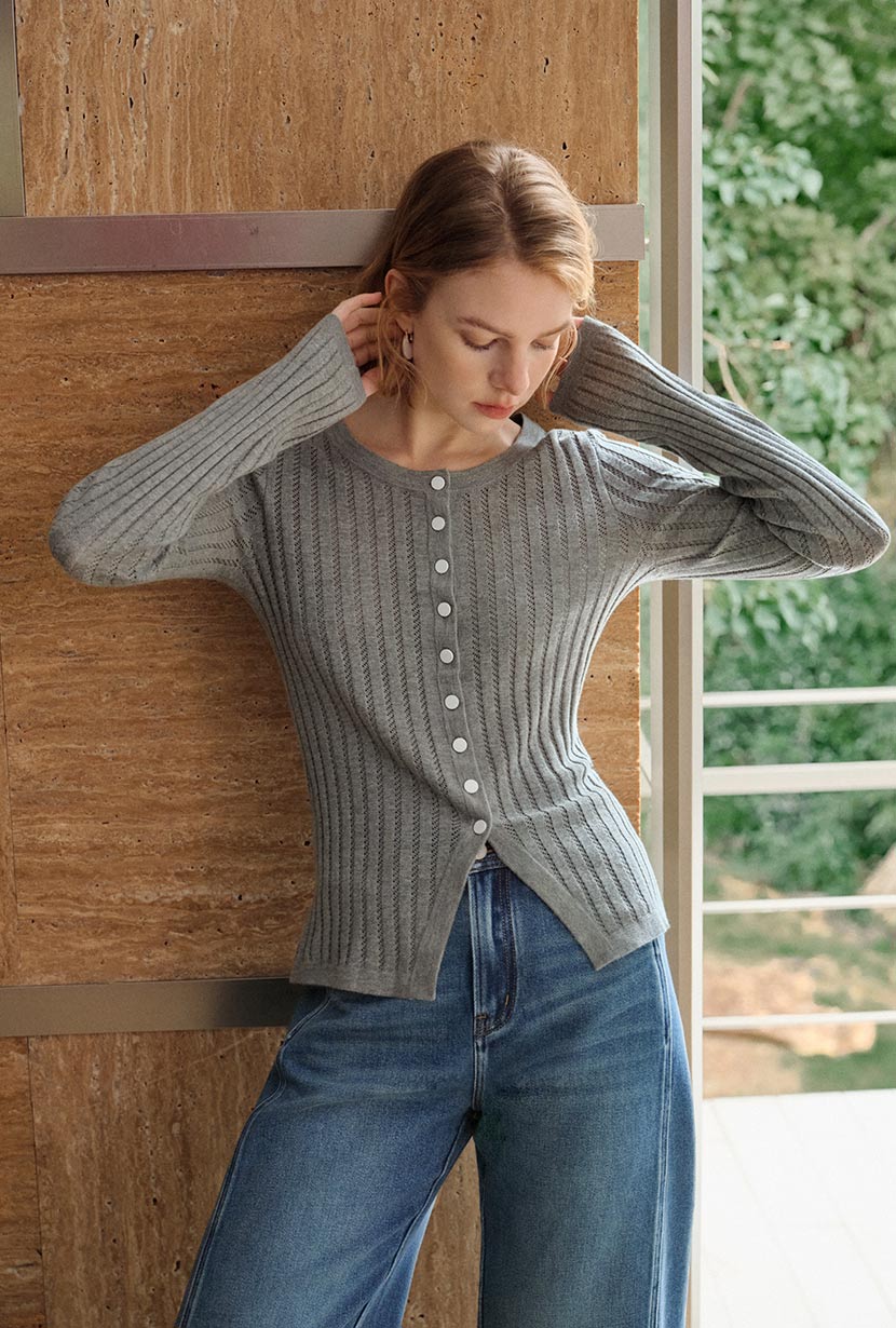 Petite Studio's Delsie Cotton Knit Top in Grey 