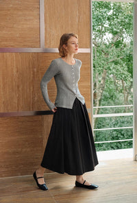 Petite Studio's Delsie Cotton Knit Top in Grey 