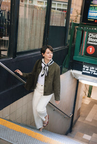 Petite Studio's Chiara Suede Jacket in Deep Olive 