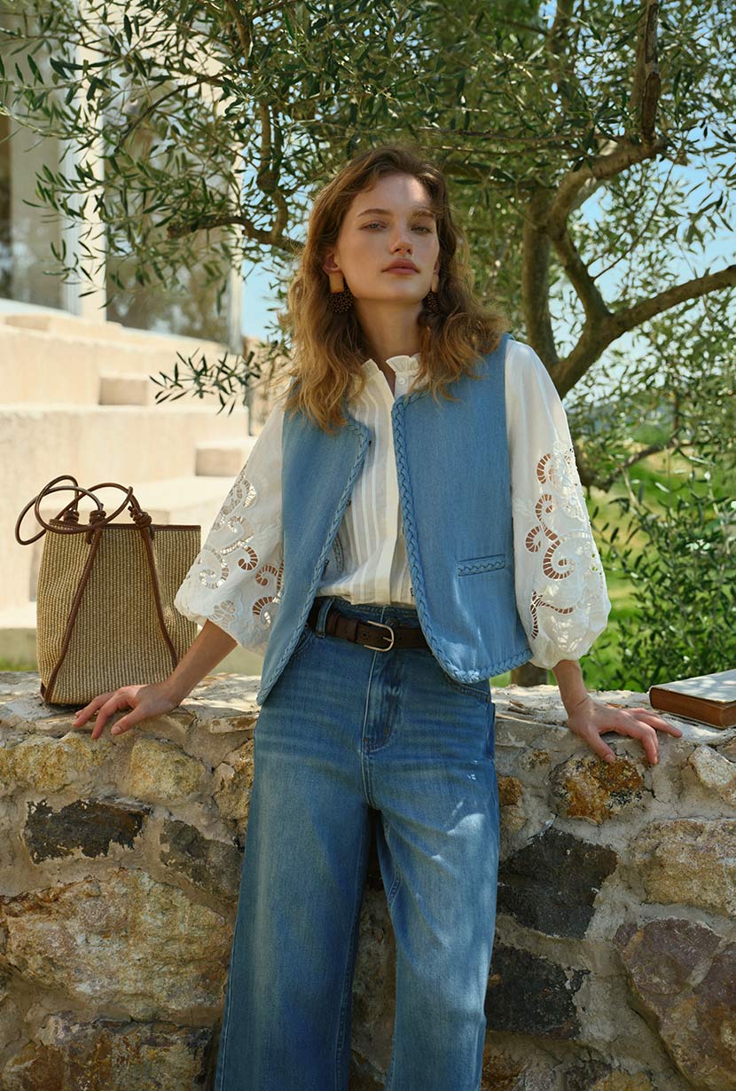 Petite Studio's Dexter Denim Vest in Blue