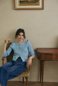 Petite Studio's Hannah Cashmere Cotton Blend Cardigan in Sky