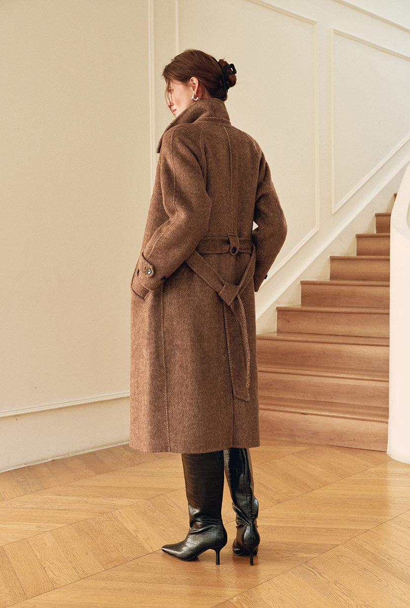 Petite Studio's Luna Double-Faced Wool Coat in Brown