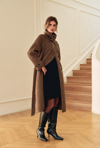 Petite Studio's Luna Double-Faced Wool Coat in Brown
