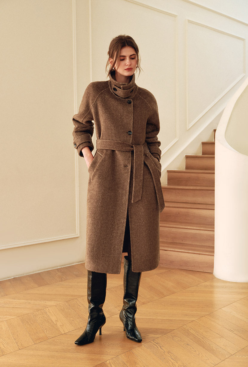 Petite Studio's Luna Double-Faced Wool Coat in Brown