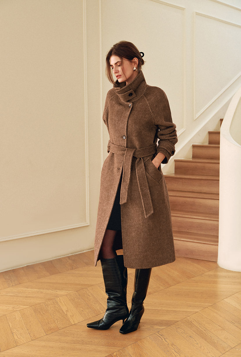 Petite Studio's Luna Double-Faced Wool Coat in Brown