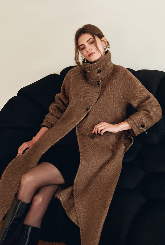 Petite Studio's Luna Double-Faced Wool Coat in Brown