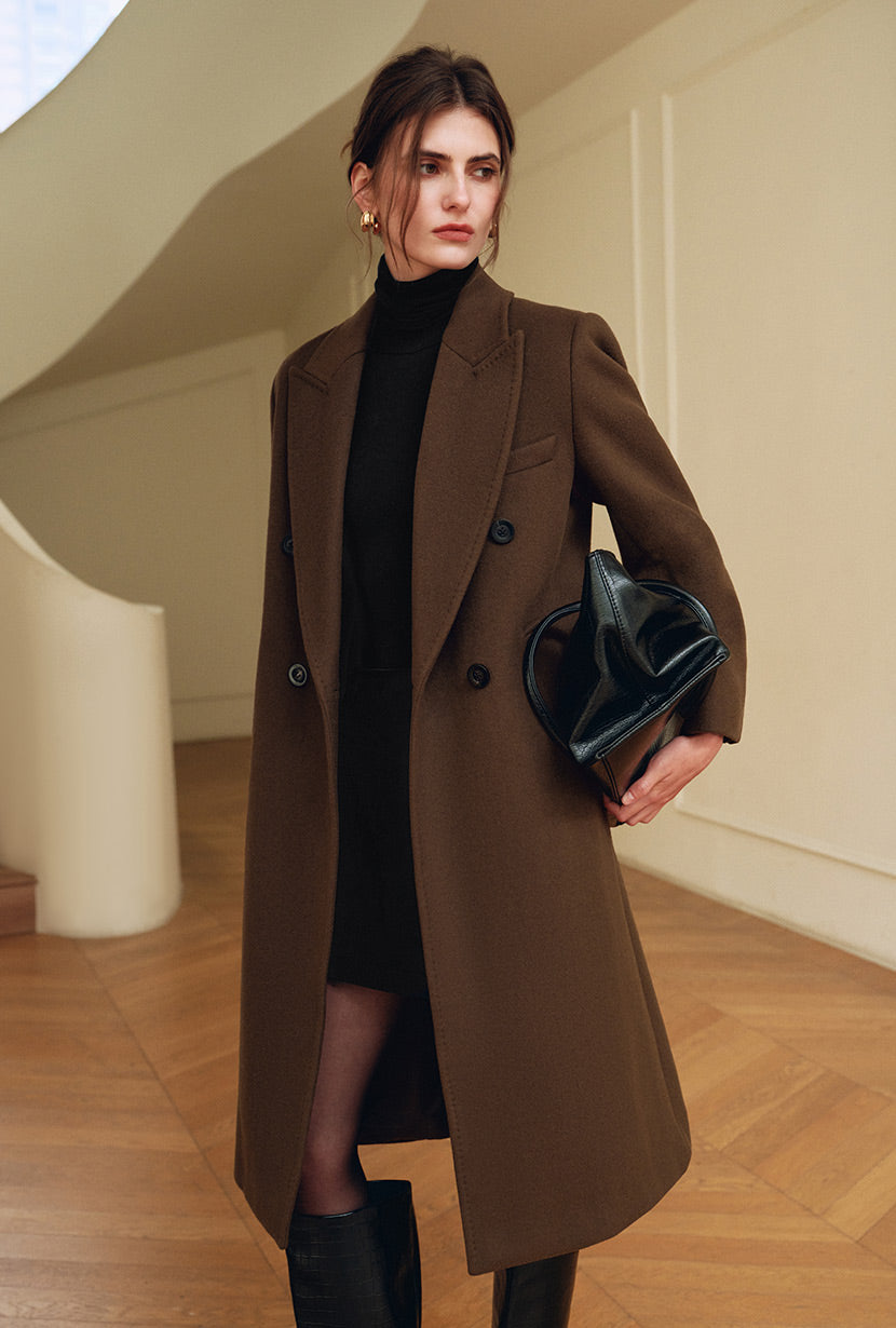Petite Studio's Matilda Wool Coat in Dark Umber