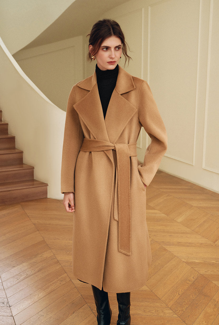 Petite Studio's Ulysses Double-Faced Cashmere Coat in Camel