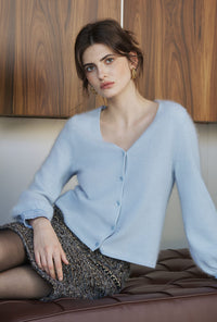 Petite Studio's Murphy Brushed Merino Wool Cardigan in Ice Blue