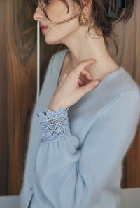 Petite Studio's Murphy Brushed Merino Wool Cardigan in Ice Blue