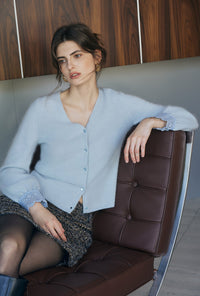 Petite Studio's Murphy Brushed Merino Wool Cardigan in Ice Blue