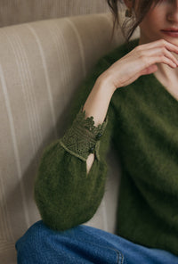 Petite Studio's Murphy Brushed Merino Wool Cardigan in Olive Green