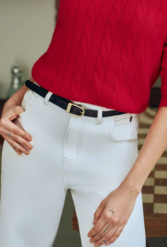 Petite Studio's Fable Brown and Gold Leather Belt