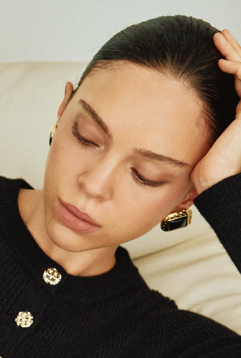 Petite Studio's Woodie Square Button Stud Earrings