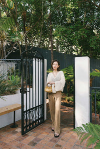 Petite Studio's Sandy Flare Pants in Camel 